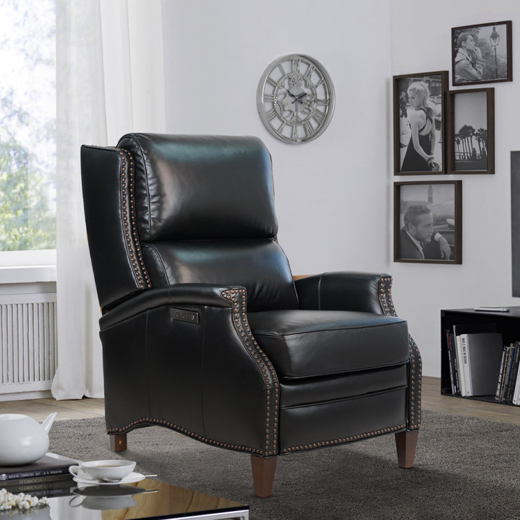 Black genuine deals leather recliner